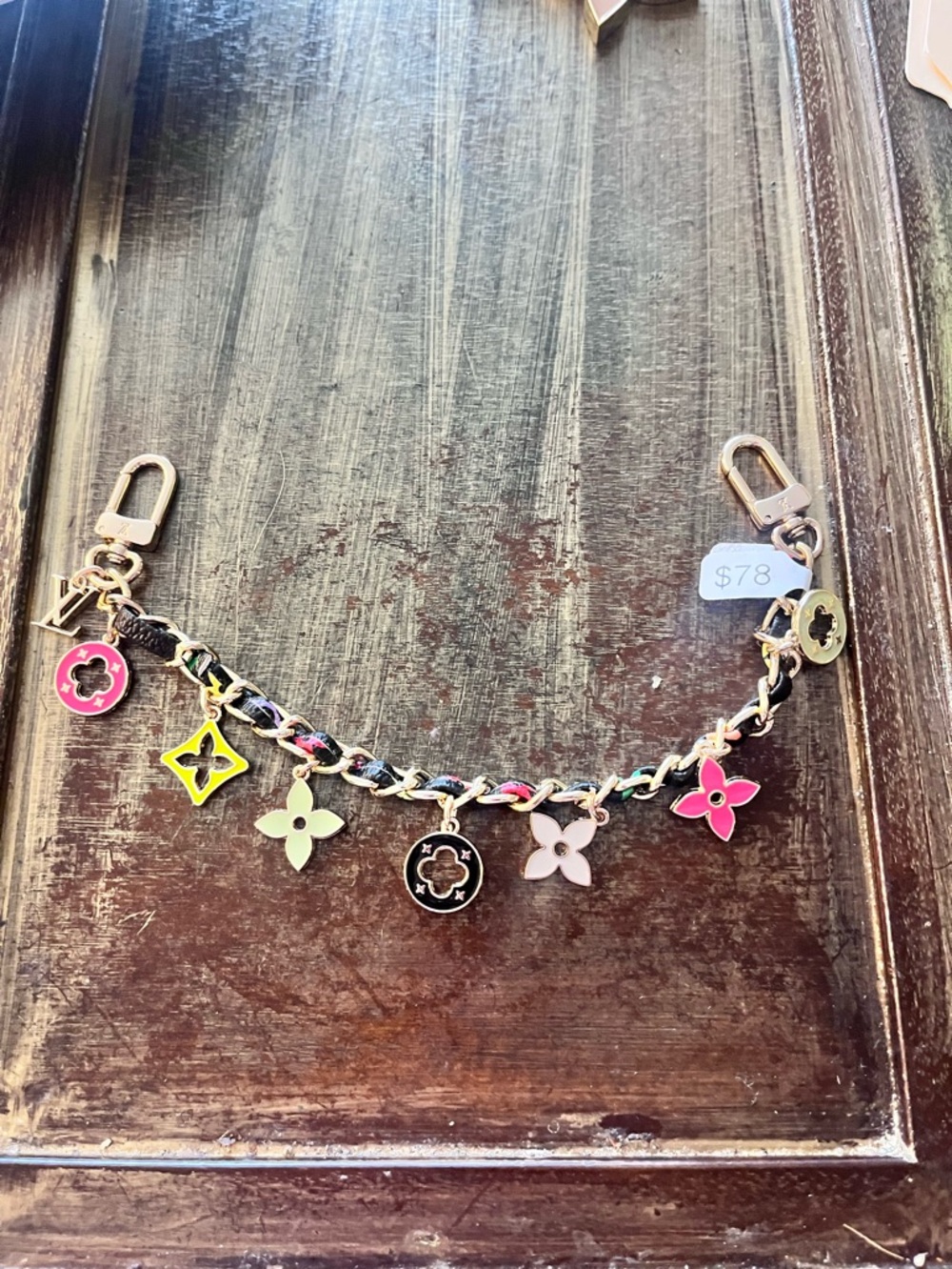 Louis Vuitton-Inspired Multicolor Flower Charm Chain bag charm